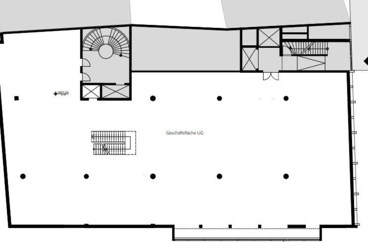 Grundriss Untergeschoss, Einzelhandelsfläche, Essen