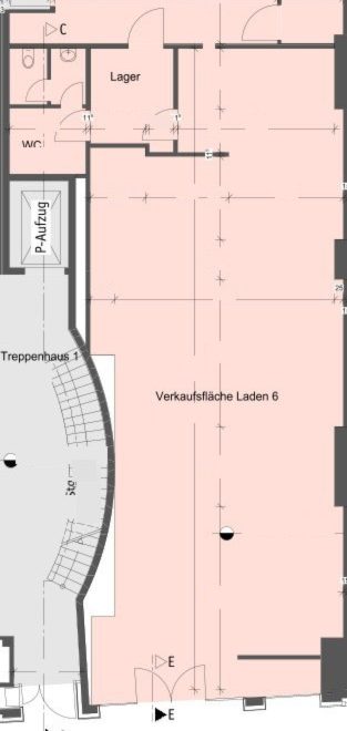 Grundriss Erdgeschoss, Einzelhandelsfläche, Flensburg