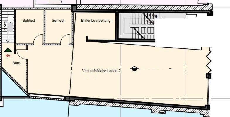 Grundriss Erdgeschoss, Einzelhandelsfläche mit Lager, Flensburg